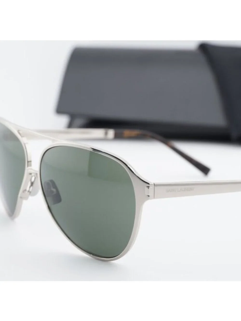 Saint Laurent SL734 002 Aviator Sunglasses - Silver/Grey